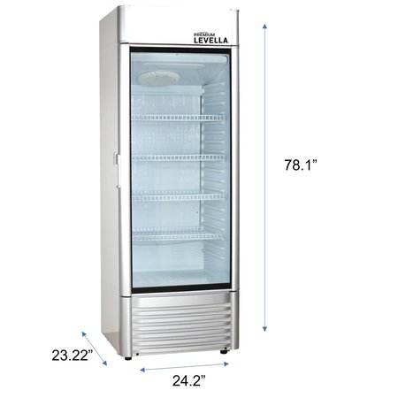 Premium Levella Premium Levella 12.5 cu. ft. Commercial Display Refrigerator One Glass Door Merchandiser in Silver PRF125DX